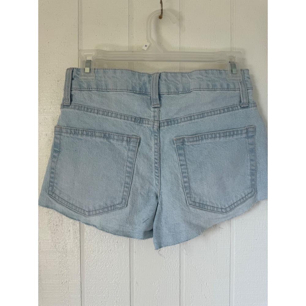 No Boundaries Womens Light Wash Distressed Denim Shorts Striped Pocket Size 00 - Picture 5 of 5